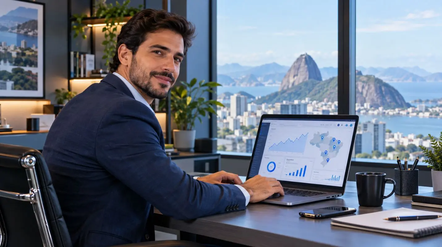 Profissional registrando imagens de estabelecimento comercial para apresentação digital do negócio